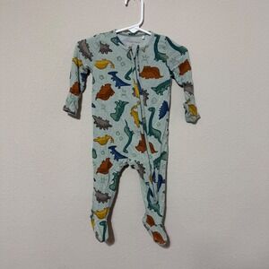 Angel Dear Dinosaur Bamboo Footed Sleeper Blue Baby Boy 3-6 Months EUC